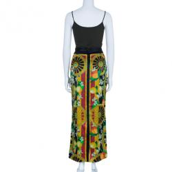Pre Owned Dolce and Gabbana Scarf Print Silk Maxi Skirt M
