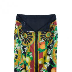 Pre Owned Dolce and Gabbana Scarf Print Silk Maxi Skirt M