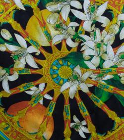 Pre Owned Dolce and Gabbana Scarf Print Silk Maxi Skirt M