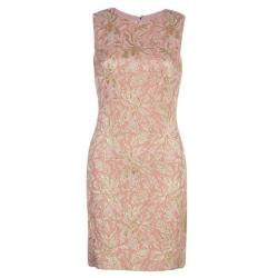 Dolce and Gabbana Peach Brocade Silk Dress S