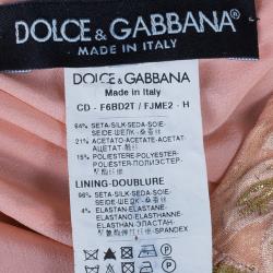Pre Owned Dolce and Gabbana Peach Brocade Silk Dress S