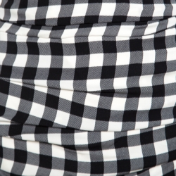 Pre Owned Dolce and Gabbana Monochrome Gingham Checked Ruched Bodycon Dress M