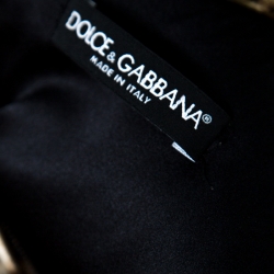 Pre Owned فستان دولتشي آند غابانا بني نشقة الفهد قصة حرف A بلا أكمام S