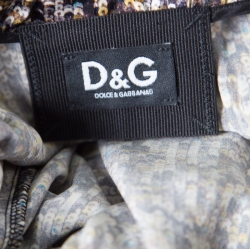 مملوكة مسبقًا بلوزة دولتشي آند غابانا شيفون حرير مطبوع ترتر بأكمام طويلة M