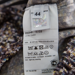 مملوكة مسبقًا بلوزة دولتشي آند غابانا شيفون حرير مطبوع ترتر بأكمام طويلة M