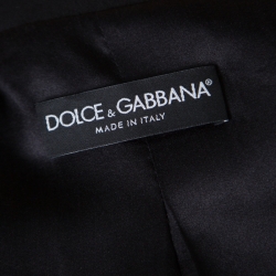 مملوكة مسبقًا Dolce and Gabbana Black Wool Rhinestone and Crystal Lapel Cropped Blazer M