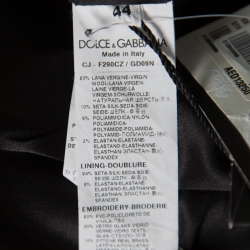 مملوكة مسبقًا Dolce and Gabbana Black Wool Rhinestone and Crystal Lapel Cropped Blazer M