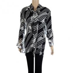 مملوكة مسبقًا Dolce and Gabbana Monochrome Sheer Tie Top M
