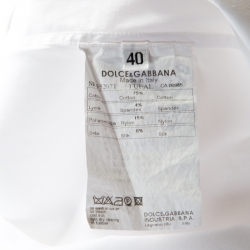 مملوكة مسبقًا قميص دولتشي آند غابانا قطن أبيض بأزرار أمامية أكمام طويلة مفصل S