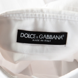 مملوكة مسبقًا قميص دولتشي آند غابانا قطن أبيض بأزرار أمامية أكمام طويلة مفصل S