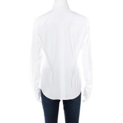 مملوكة مسبقًا قميص دولتشي آند غابانا قطن أبيض بأزرار أمامية أكمام طويلة مفصل S