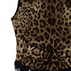 Pre Owned Dolce and Gabbana Mixed Print Stretch Dress M