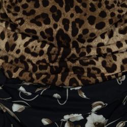 Pre Owned Dolce and Gabbana Mixed Print Stretch Dress M
