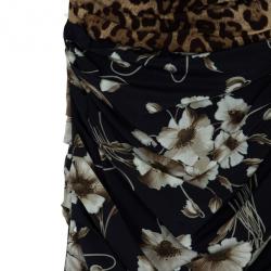 Pre Owned Dolce and Gabbana Mixed Print Stretch Dress M