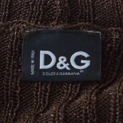 Pre Owned Dolce and Gabbana Chocolate Brown Lurex Insert Button Front Cardigan M