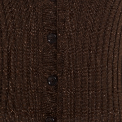 Pre Owned Dolce and Gabbana Chocolate Brown Lurex Insert Button Front Cardigan M