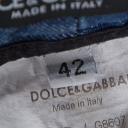 Pre Owned بنطلون جينز دولتشي أند غابانا قصة بوت بنقوش متناثرة دنيم باهت أزرق داكن M