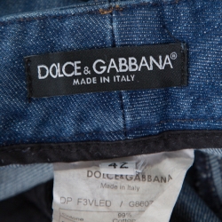 Pre Owned بنطلون جينز دولتشي أند غابانا قصة بوت بنقوش متناثرة دنيم باهت أزرق داكن M