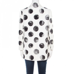 مملوكة مسبقًا Dolce and Gabbana White Polka Dot Print Cotton Blazer M