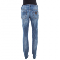 Pre Owned بنطلون جينز دولتشي أند غابانا كيوت دنيم ممزق باهت أزرق داكن M