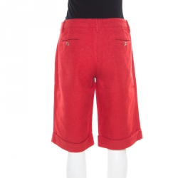 Pre Owned بنطلون قصير دولتشي أند غابانا بيرمودا كتان وقطن أحمر L