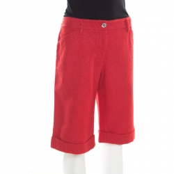 Pre Owned بنطلون قصير دولتشي أند غابانا بيرمودا كتان وقطن أحمر L