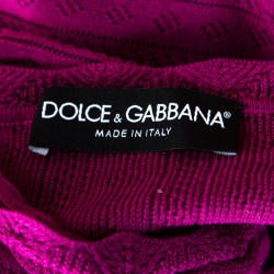 Pre Owned Dolce and Gabbana Purple Perforated Knit Sleeveless Top and Cardigan Set L