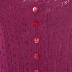 Pre Owned Dolce and Gabbana Purple Perforated Knit Sleeveless Top and Cardigan Set L