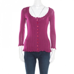 purple sleeveless cardigan