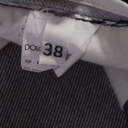 Pre Owned بنطلون جينز دولتشي آند غابانا دينم أزرق داكن بوسط مرتفع حافة واسعة S