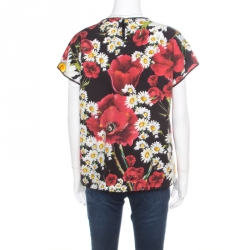 Pre Owned توب دولشي أند غابانا قطن بوبلين مطبوع بوبي و ديزي أسود M 