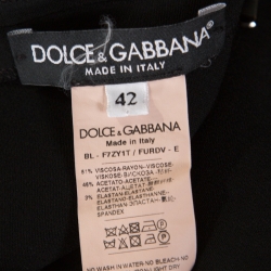 Pre Owned Dolce and Gabbana Black Ruffled Short Sleeve Blouse M