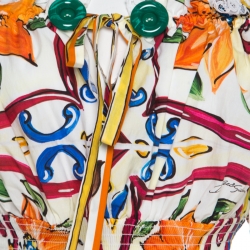 Pre Owned  بلوزة دولتشي أند غابانا بلا اكتاف قطن بنقوش ماجوليكا متعددة الألوان M