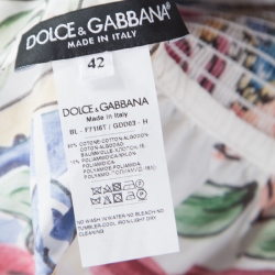 Pre Owned  بلوزة دولتشي أند غابانا بلا اكتاف قطن بنقوش ماجوليكا متعددة الألوان M