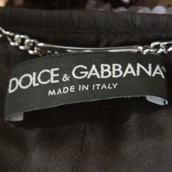 Pre Owned Dolce and Gabbana Black and Silver Sequin Pailette Embellished Frayed Trim Jacket M