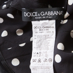 Dolce and Gabbana Black Polka Dotted Silk Lace Trim Sleeveless Dress S