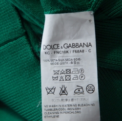 Pre Owned Dolce & Gabbana Green Silk Rib Knit Button Front Cropped Cardigan XS