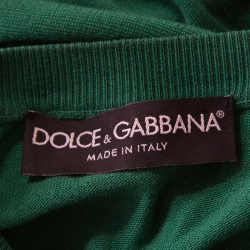 Pre Owned Dolce & Gabbana Green Silk Rib Knit Button Front Cropped Cardigan XS