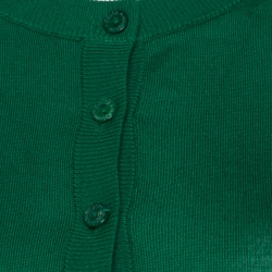 Pre Owned Dolce & Gabbana Green Silk Rib Knit Button Front Cropped Cardigan XS