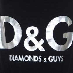 Pre Owned فستان دولتشي أند غابانا جرسيه أسود بوسط ساقط ترتر مزخرف M