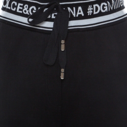 Pre Owned Dolce & Gabbana Black Stretch Cotton Logo Panel Detail Jogger Pants M