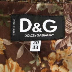 Pre Owned Dolce & Gabbana Blue Denim Floral Lining Wool Collar Detail Jacket M