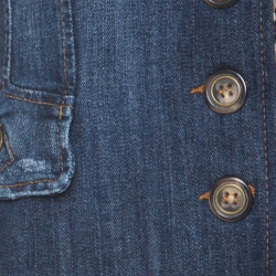 Pre Owned Dolce & Gabbana Blue Denim Floral Lining Wool Collar Detail Jacket M