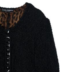 مملوكة مسبقًا Dolce and Gabbana Long Tweed Embellished Cardigan L