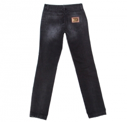 Pre Owned بنطلون جينز دولتشي أند غابانا دينم نمط رصاصي فاتخ ممزق بقصة مستقيمة XS