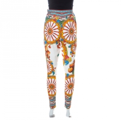 Pre Owned Dolce and Gabbana Multicolor Sicilian Print Pants S