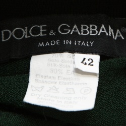 مملوكة مسبقًا Dolce and Gabbana Green Knit Collared Three Quarter Sleeve Top M