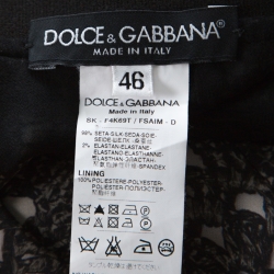Dolce & Gabbana Grey Printed Silk Skirt & Top Set M 