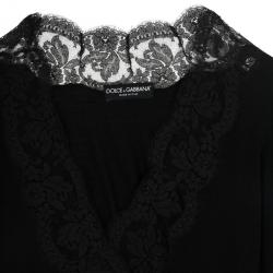 Pre Owned Dolce and Gabbana Lace Trim Wrap Top L