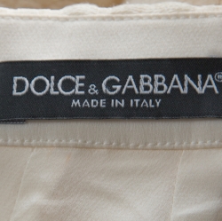 مملوكة مسبقًا Dolce and Gabbana Off-White Cotton & Silk Blend Embossed Jacquard Sheath Skirt XS